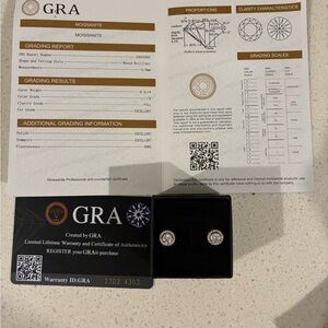 GRA Moissanite Round Halo Stud Earrings - White/Silver